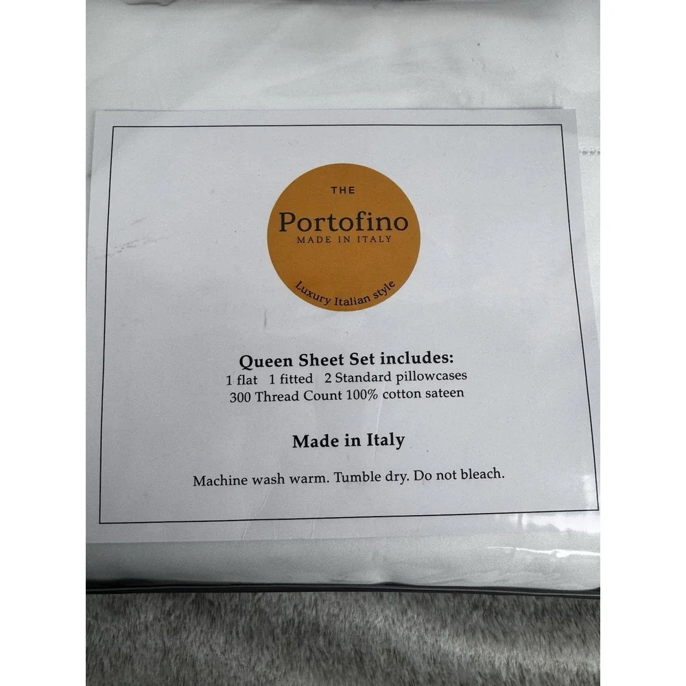 The Portofino Luxury Italian Queen Sheet Set Hemstitch Cotton Sateen 300TC Italy
